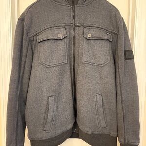 Fox Racing Sasquatch Mens Large Full Zip Jacket Hooded Gray Sherpa Lined